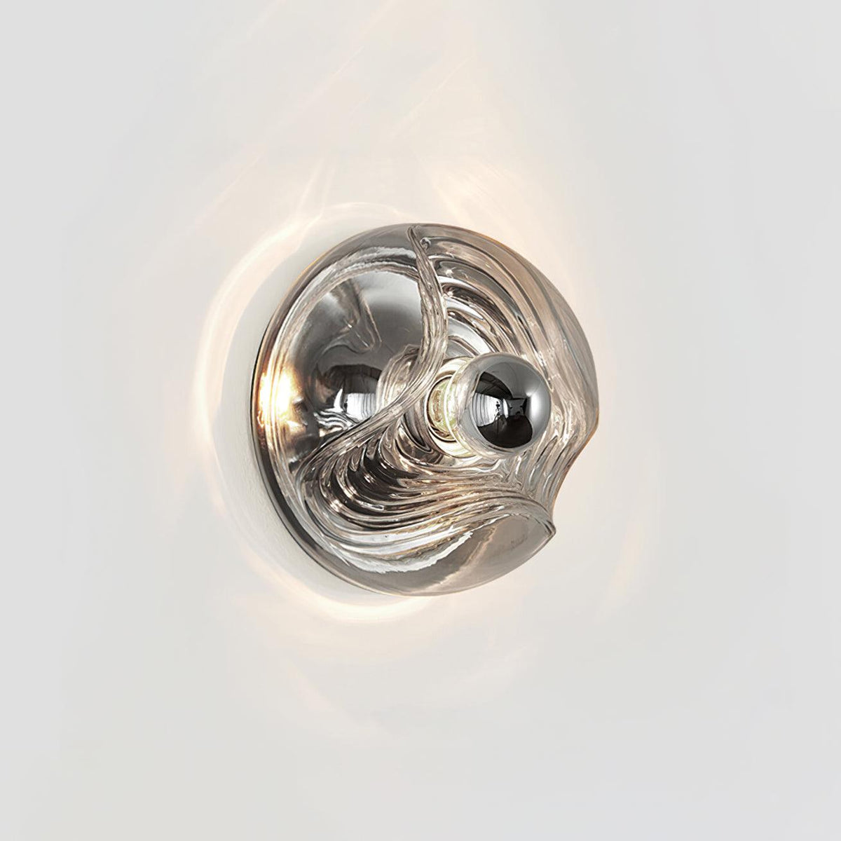 Aplică de perete cu textură swirl, finisaj transparent fumuriu gri modern