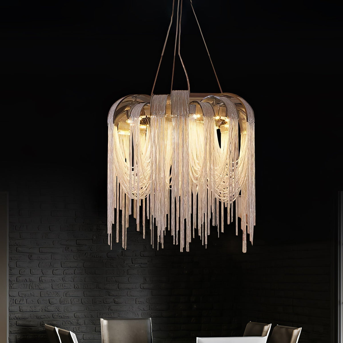 Tarien candelabru Lanțuri Stratificate Nichel Lux