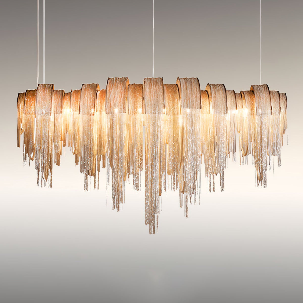 Tarien candelabru Lanțuri Stratificate Nichel Lux