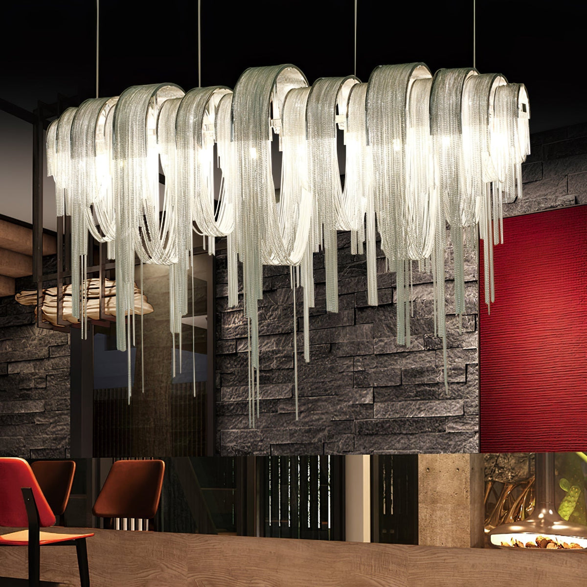 Tarien candelabru Lanțuri Stratificate Nichel Lux