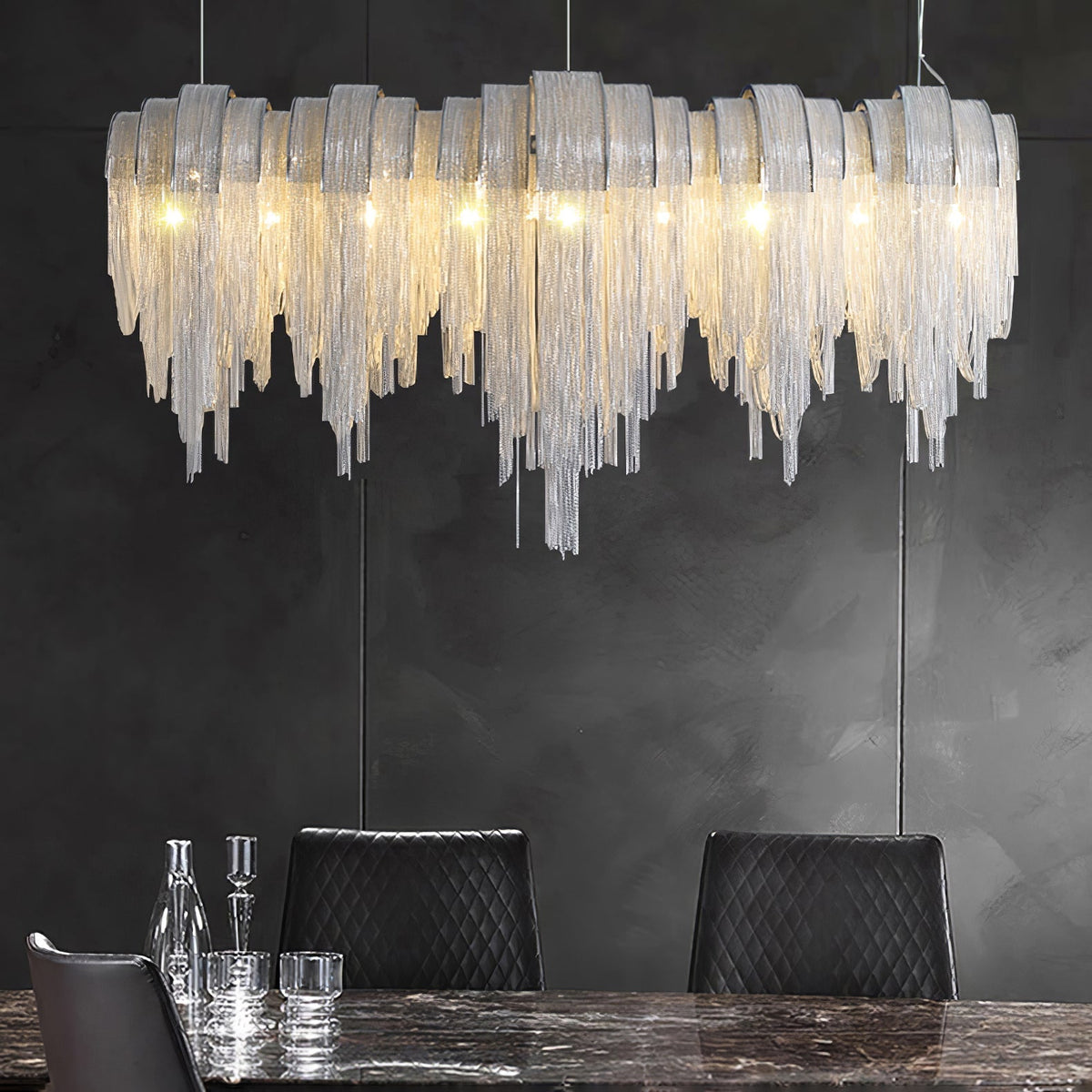 Tarien candelabru Lanțuri Stratificate Nichel Lux