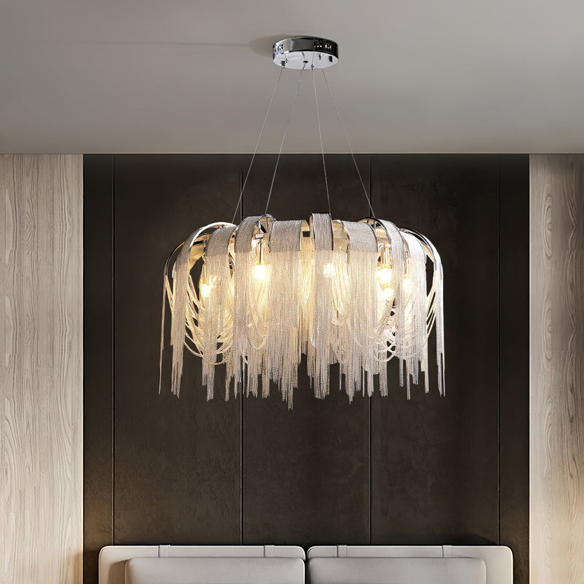 Tarien candelabru Lanțuri Stratificate Nichel Lux