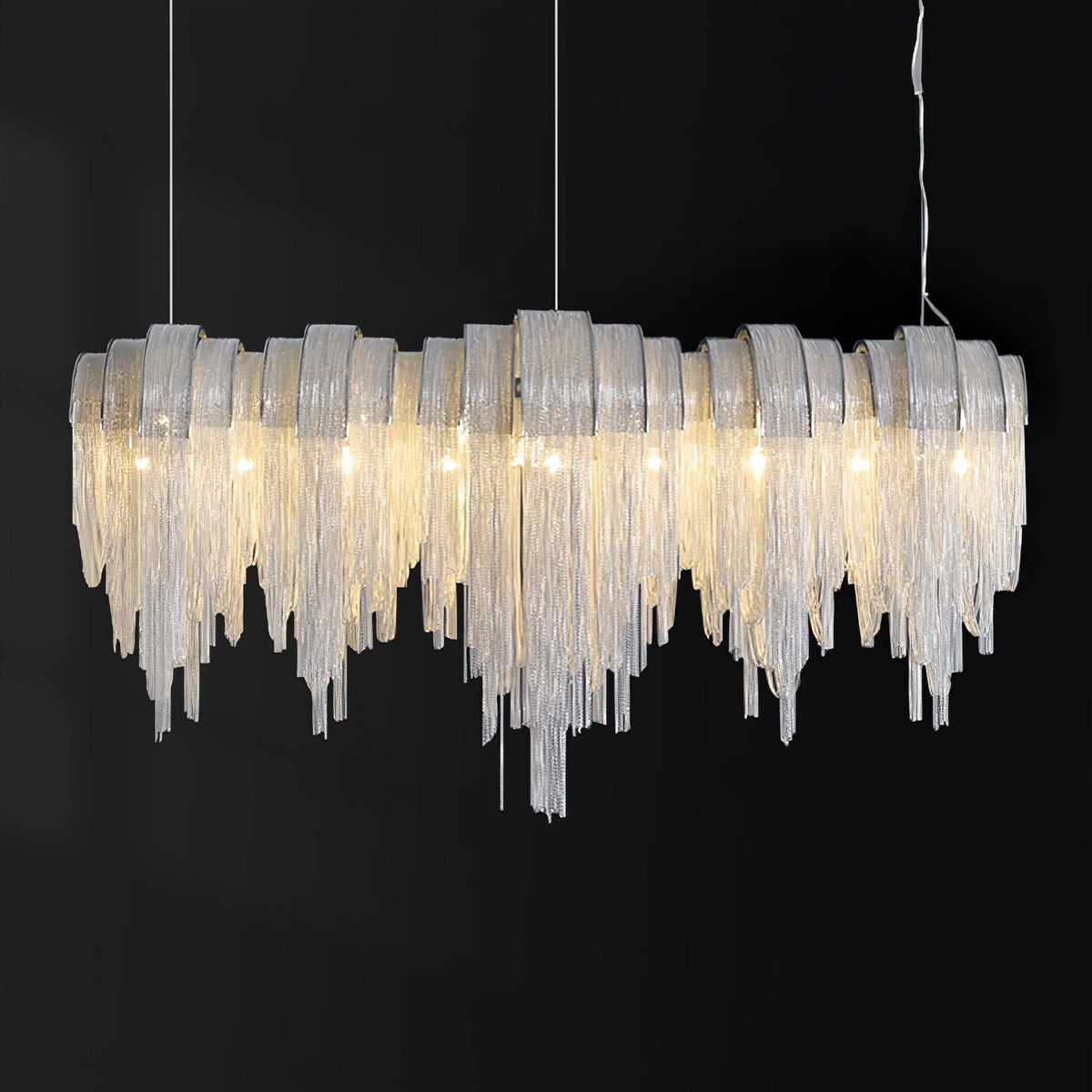 Tarien candelabru Lanțuri Stratificate Nichel Lux