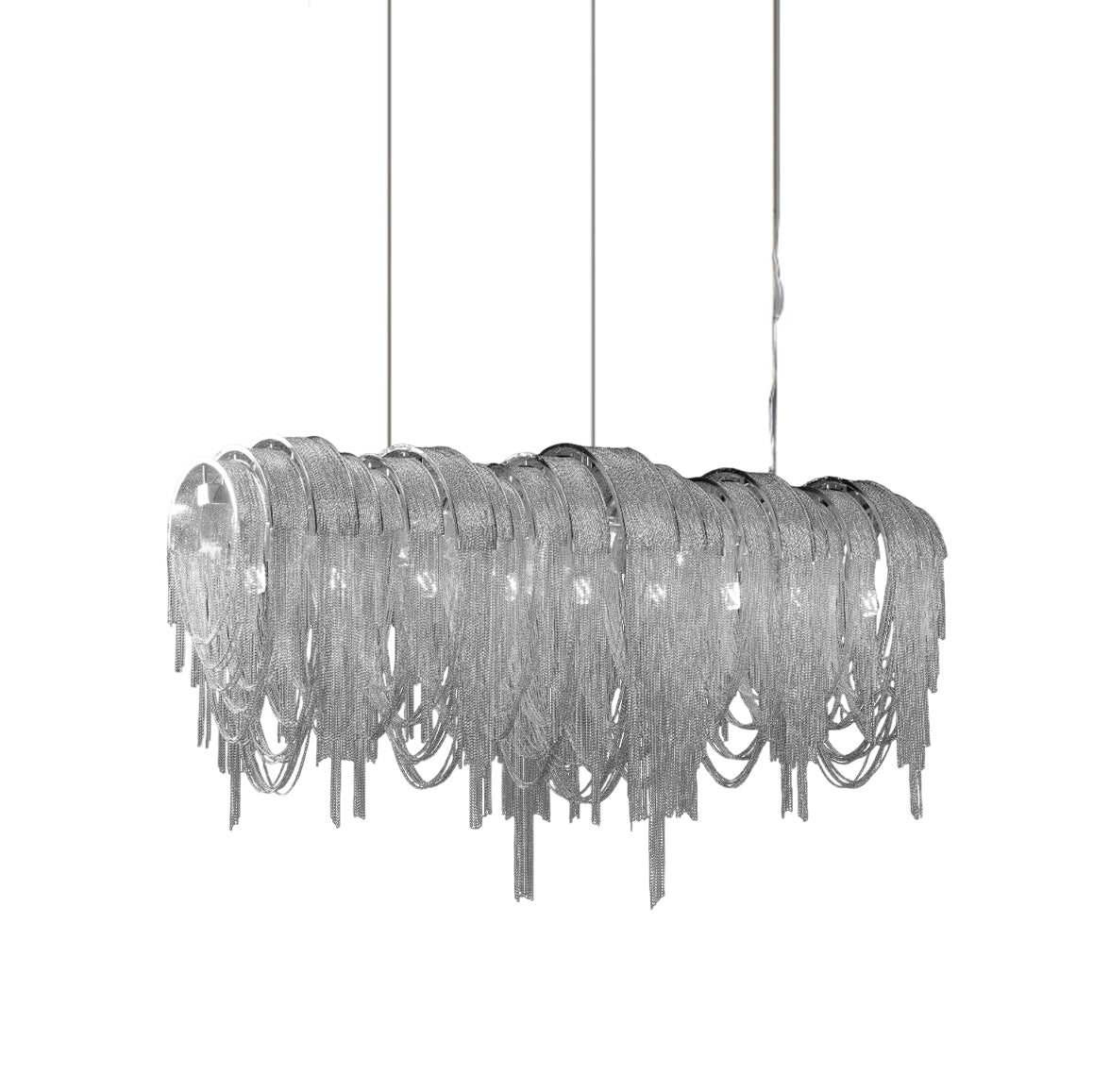 Tarien candelabru Lanțuri Stratificate Nichel Lux