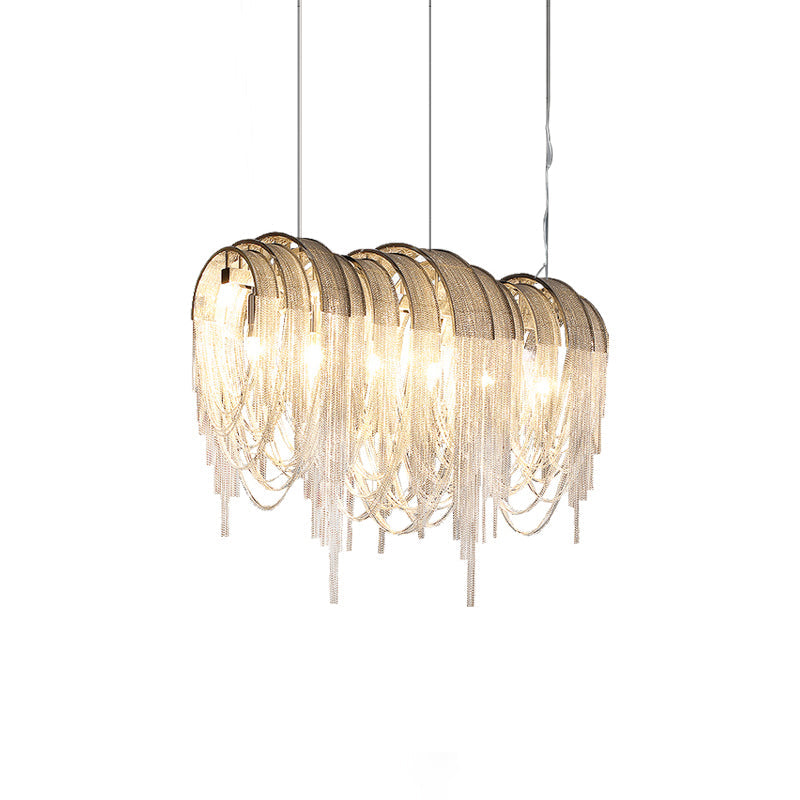 Tarien candelabru Lanțuri Stratificate Nichel Lux