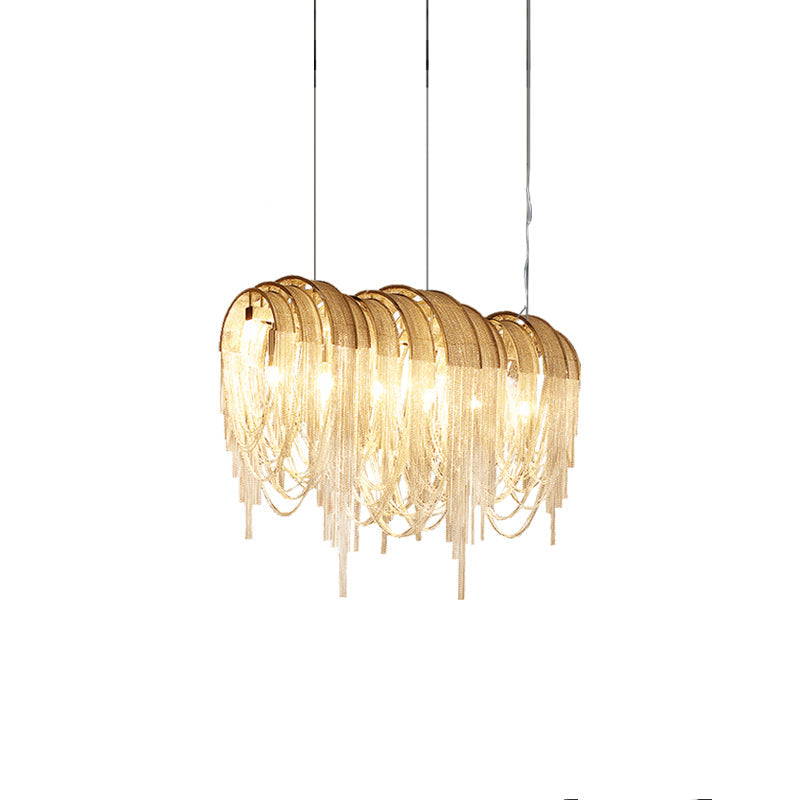 Tarien candelabru Lanțuri Stratificate Nichel Lux