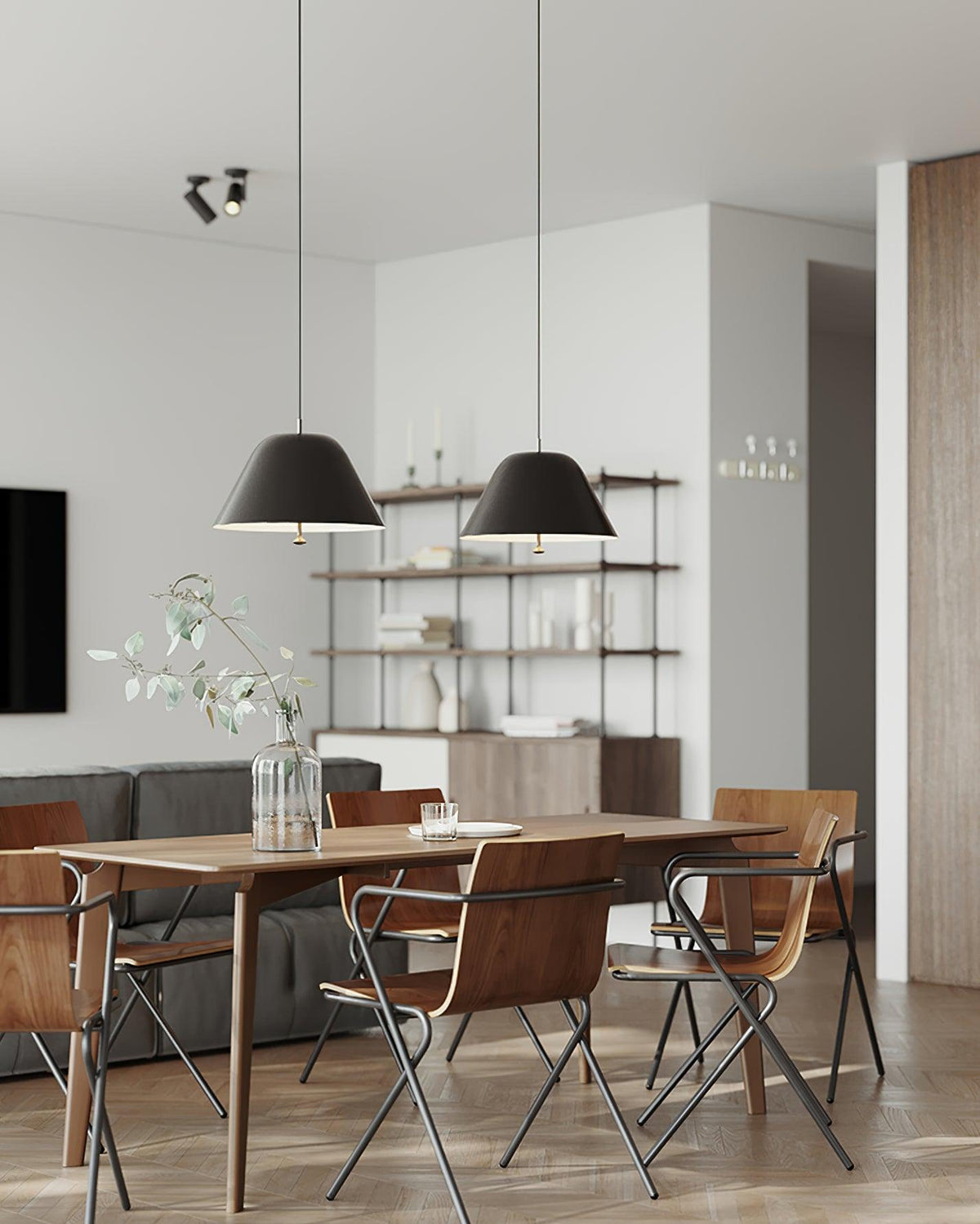 Lampă suspendată modernă cu abajur din metal în verde și alb minimalist