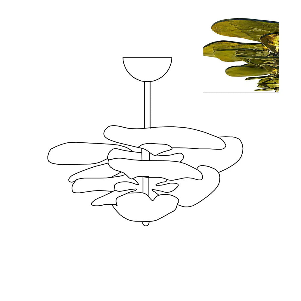 Candelabru Lotus cu straturi de frunze din sticlă contemporan