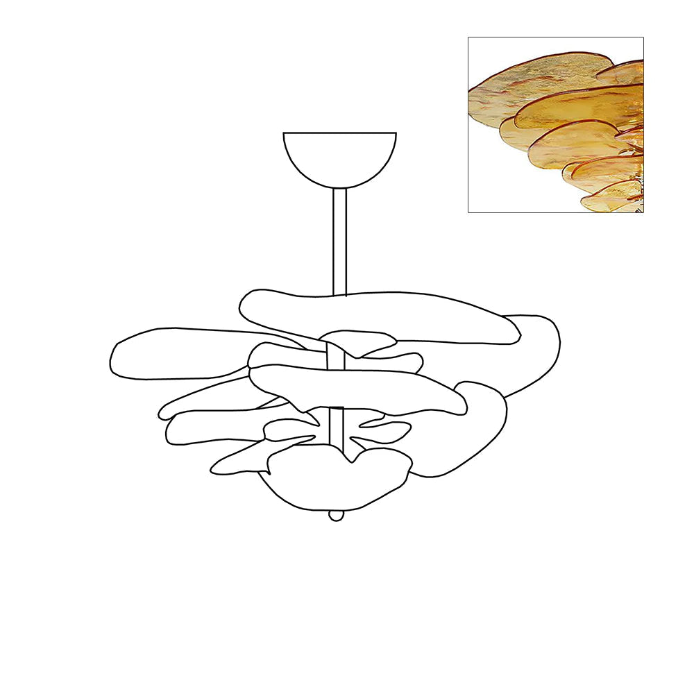 Candelabru Lotus cu straturi de frunze din sticlă contemporan