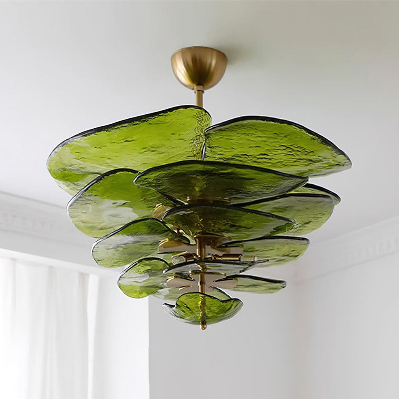 Candelabru Lotus cu straturi de frunze din sticlă contemporan