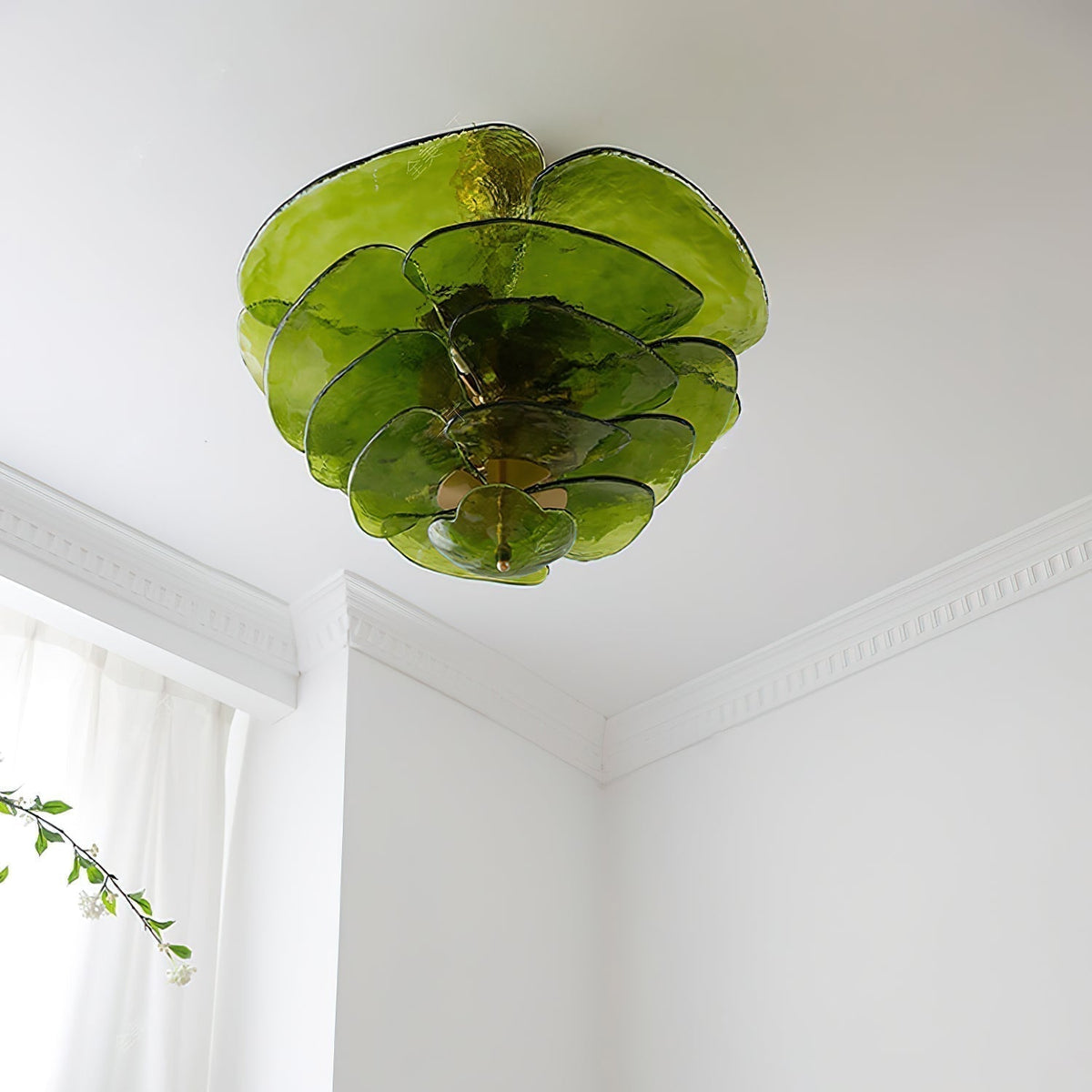 Candelabru Lotus cu straturi de frunze din sticlă contemporan