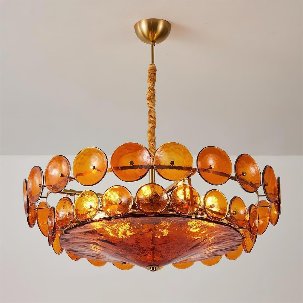 Selvora candelabru ambră din sticlă, elegant, cu disc
