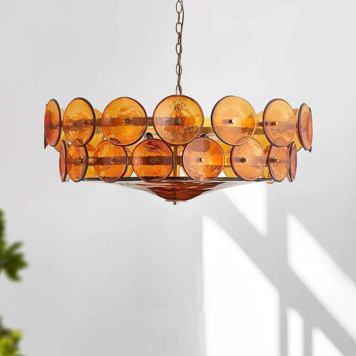 Selvora candelabru ambră din sticlă, elegant, cu disc