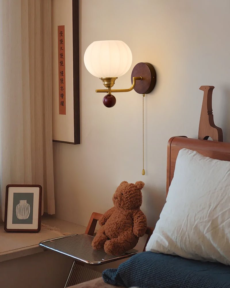Syleella Premium Artă Nordică Abajur sticlă lemn aplică de Perete