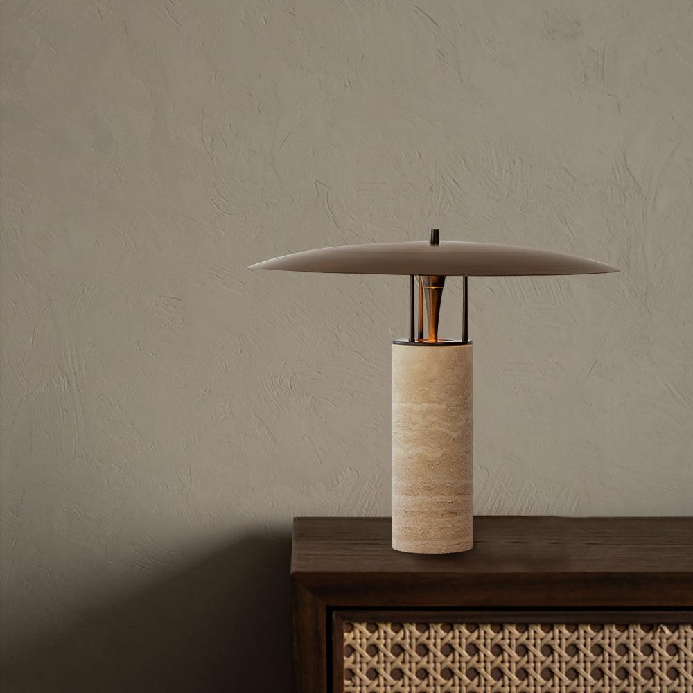 Eara Disc-Pillar lampă de masă din travertin