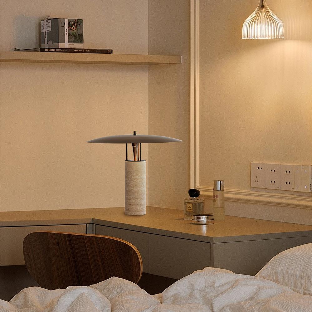 Eara Disc-Pillar lampă de masă din travertin