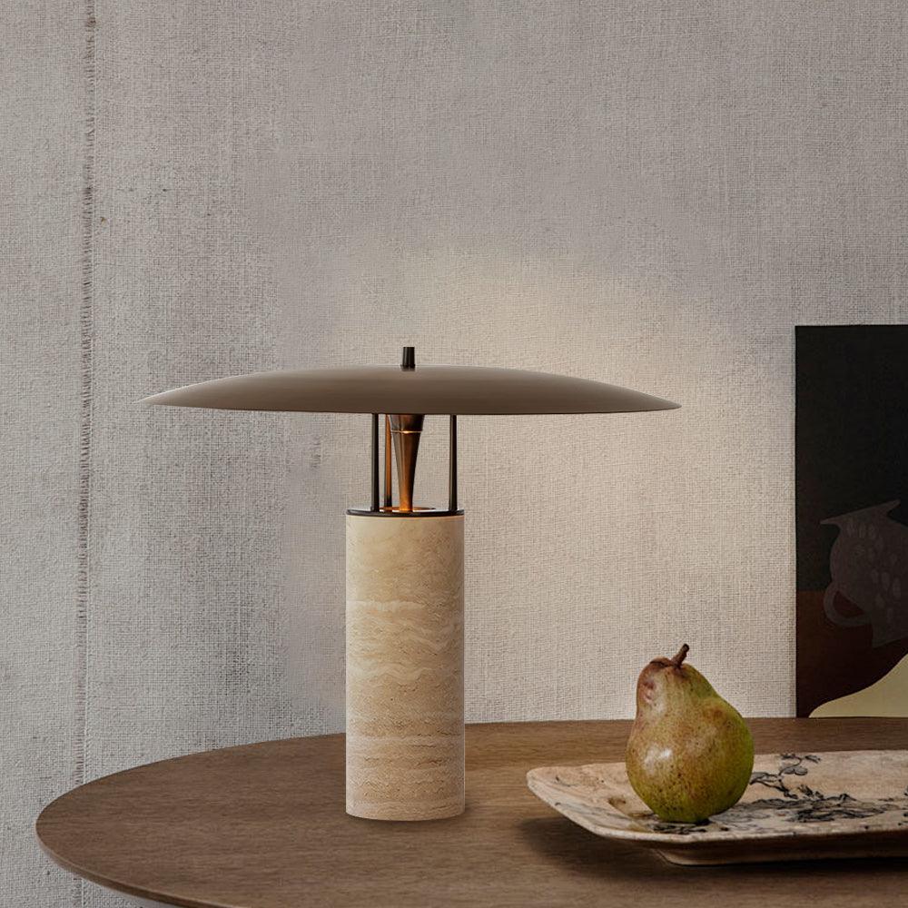 Eara Disc-Pillar lampă de masă din travertin