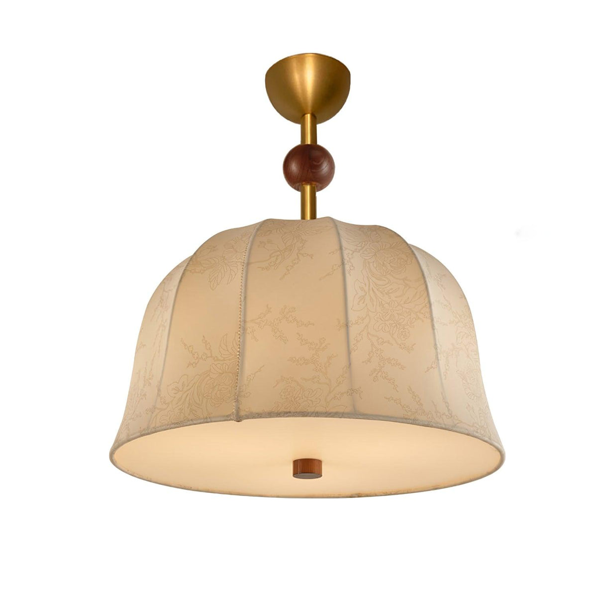 Plafonieră din țesătură, metal și lemn pentru interioare elegante calde
