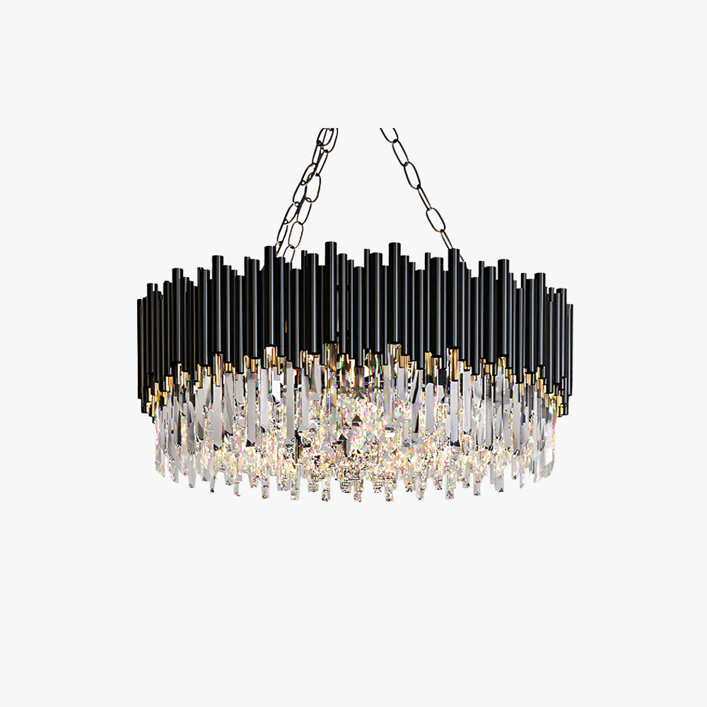Kristy candelabru industrial Cilindric din cristal/metal negru living