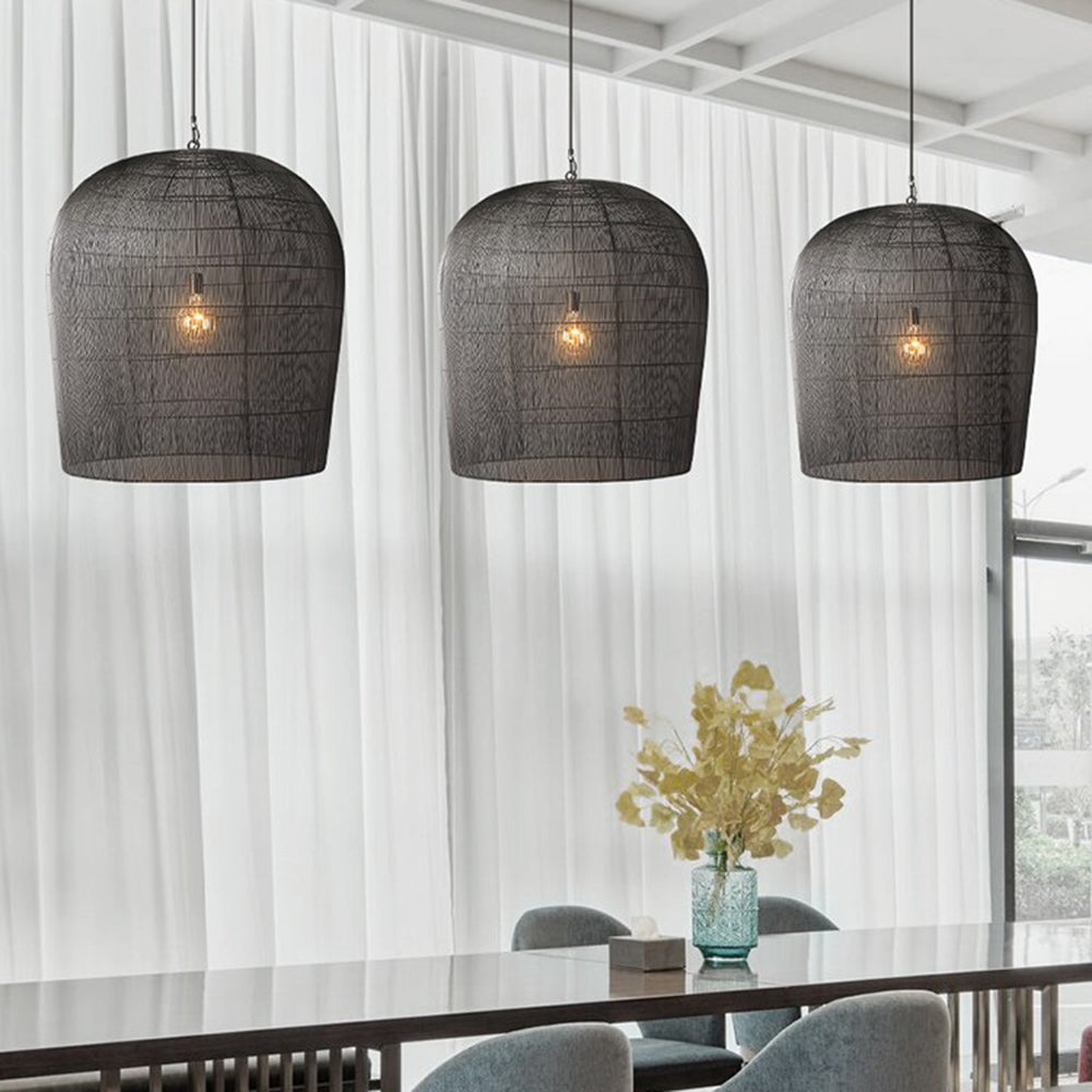 Ritta Wabi Sabi lampă suspendată cu ratan/metal, negru/alb
