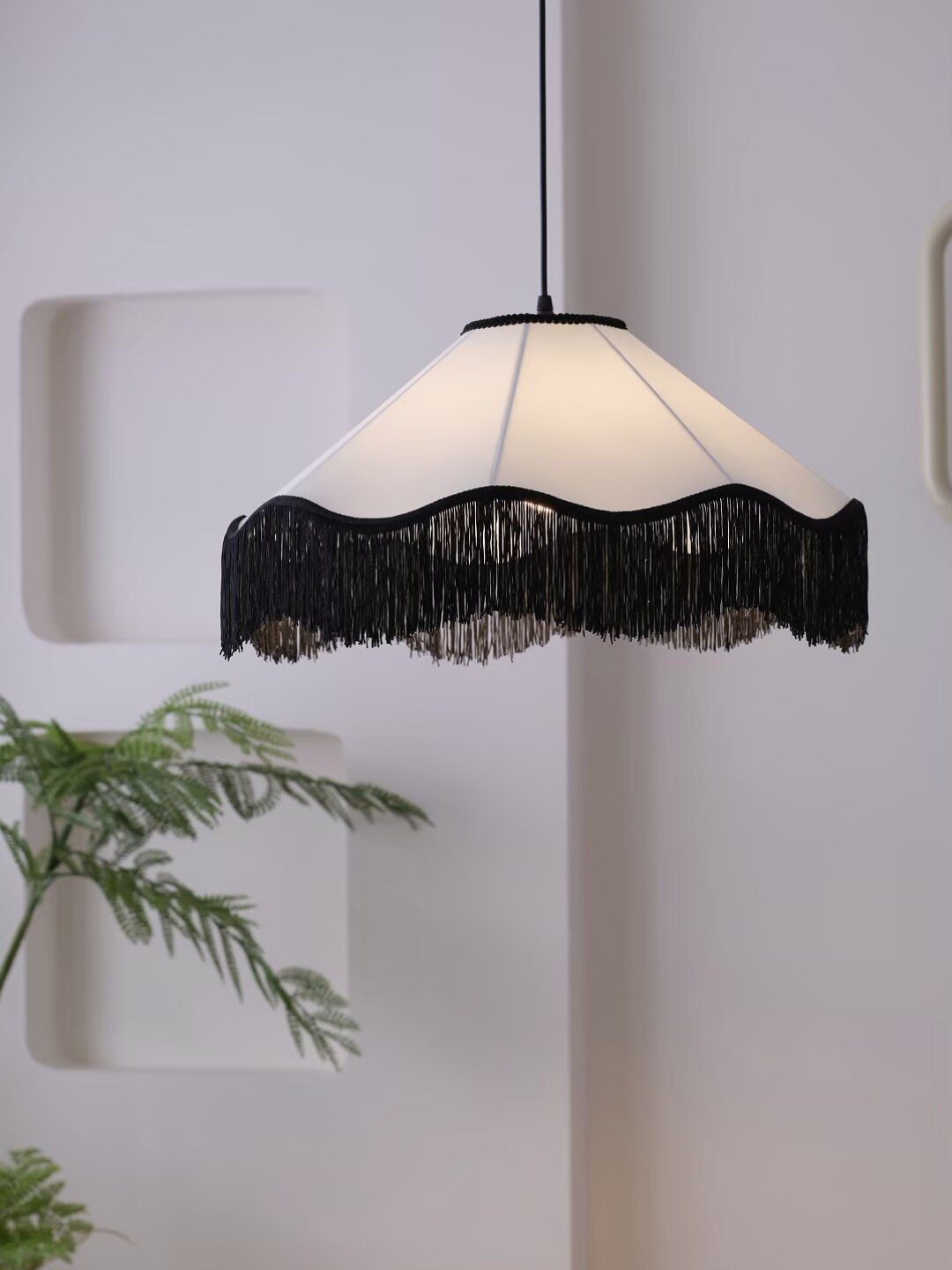 Elmsford lampă suspendată cu ciucuri din material textil
