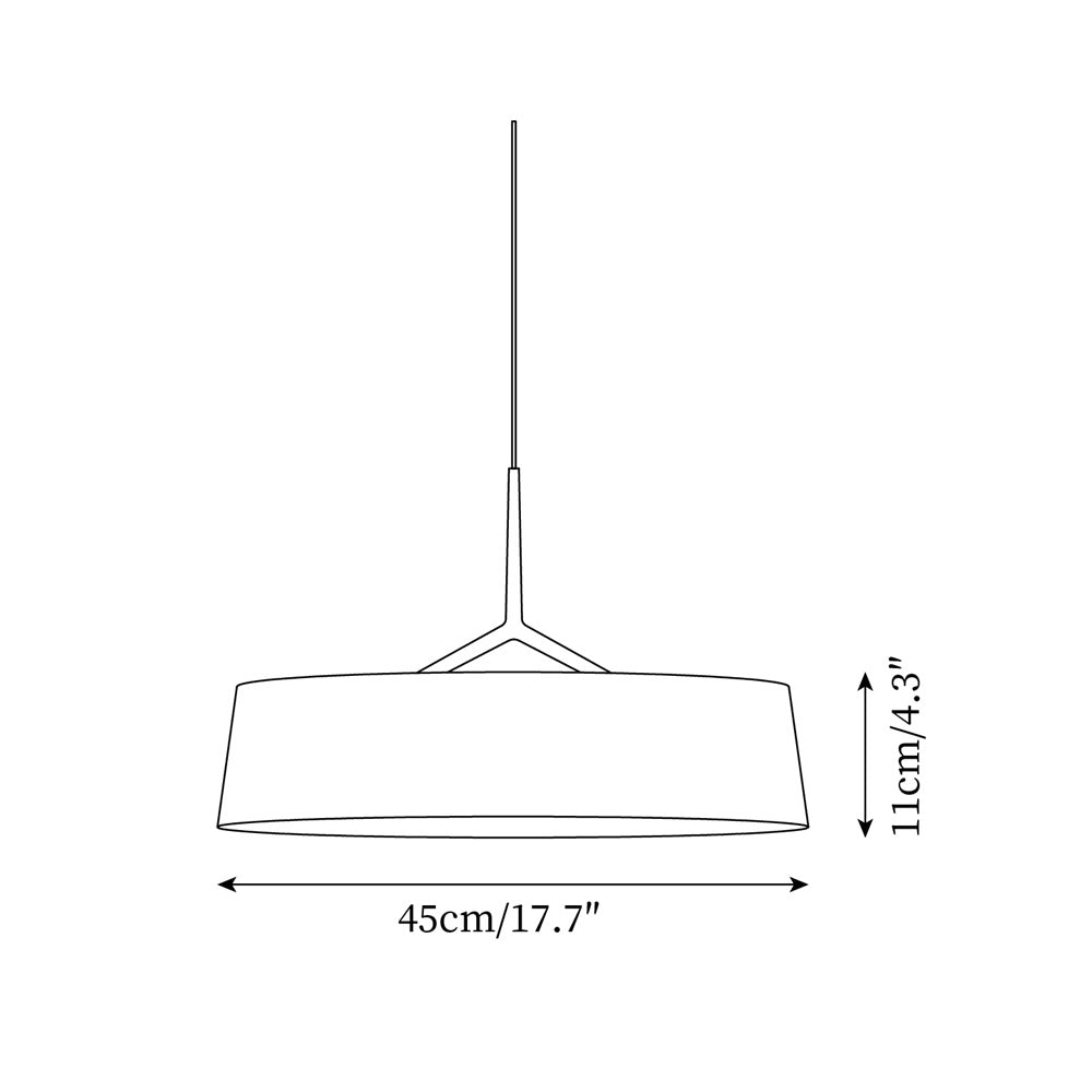 Liora lampă suspendată albă și neagră din material textil, minimalistă, în formă de tambur