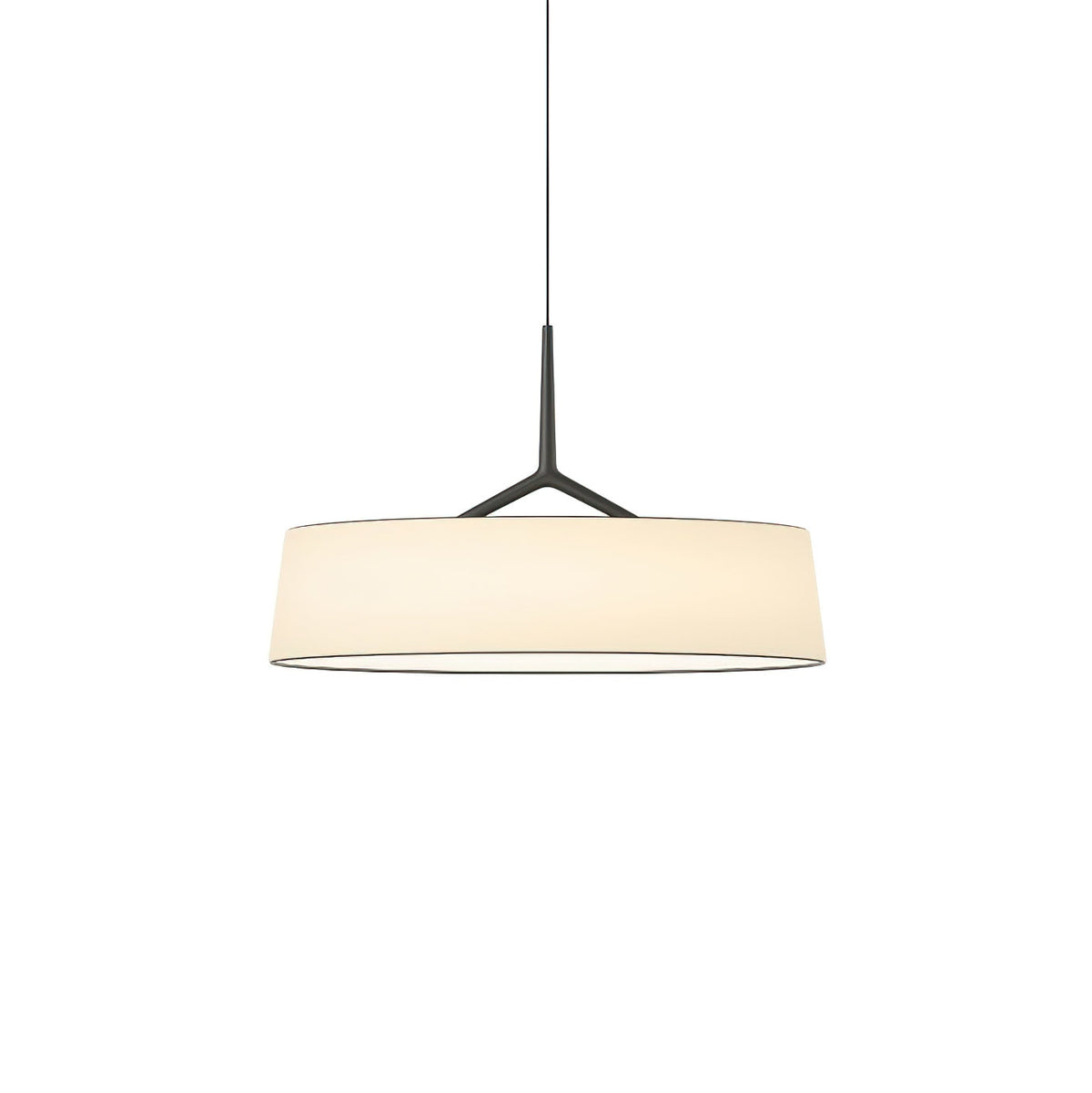 Liora lampă suspendată albă și neagră din material textil, minimalistă, în formă de tambur