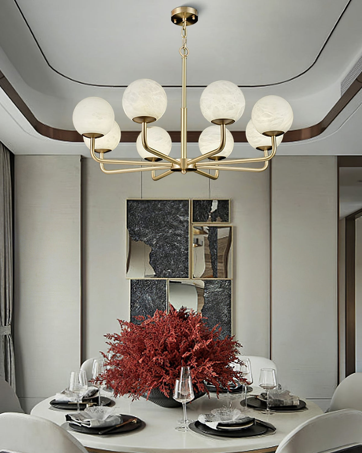 Erich candelabru din alabastru, elegant, cu glob