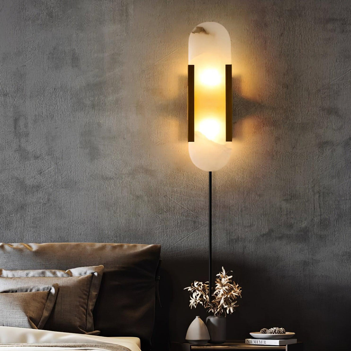 Bano aplică de perete Oblong din alabastru cu ștecher