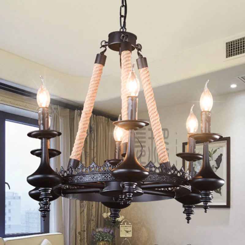 Epoch candelabru Retro Candle negru metal/Coardă Sufragerie/Bar, pentru restaurant