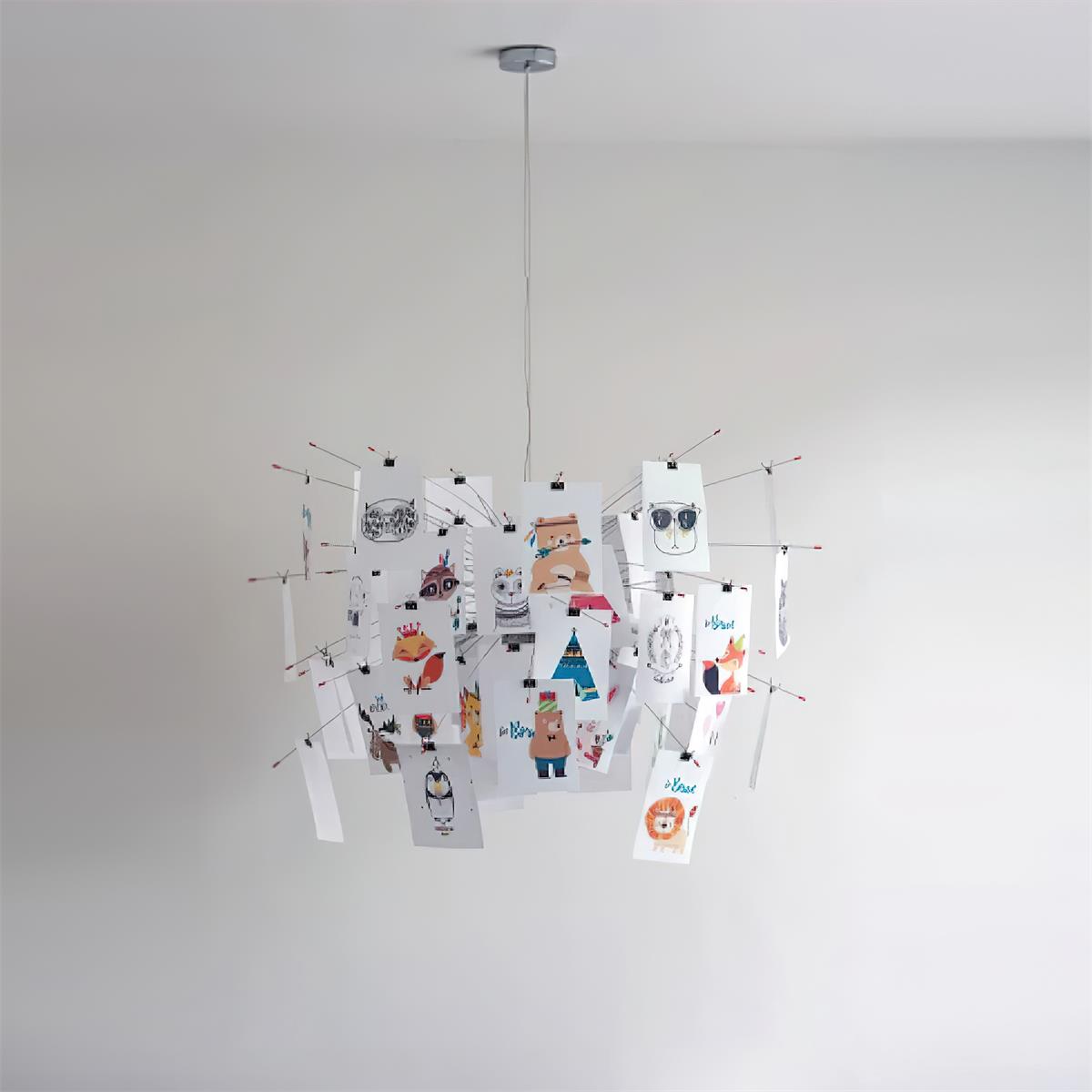 Candelabru cu hârtie și metal, ilustrații colorate sau albe, stil modern whimsical