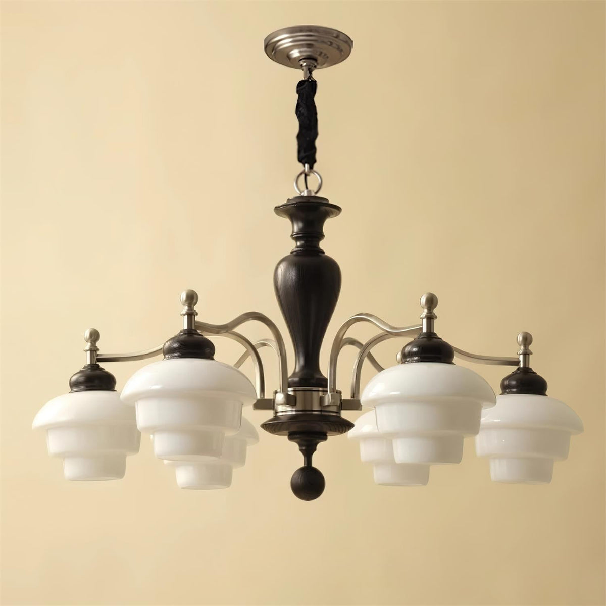 Elviora candelabru din lemn și sticlă, în stil modernist de la mijlocul secolului