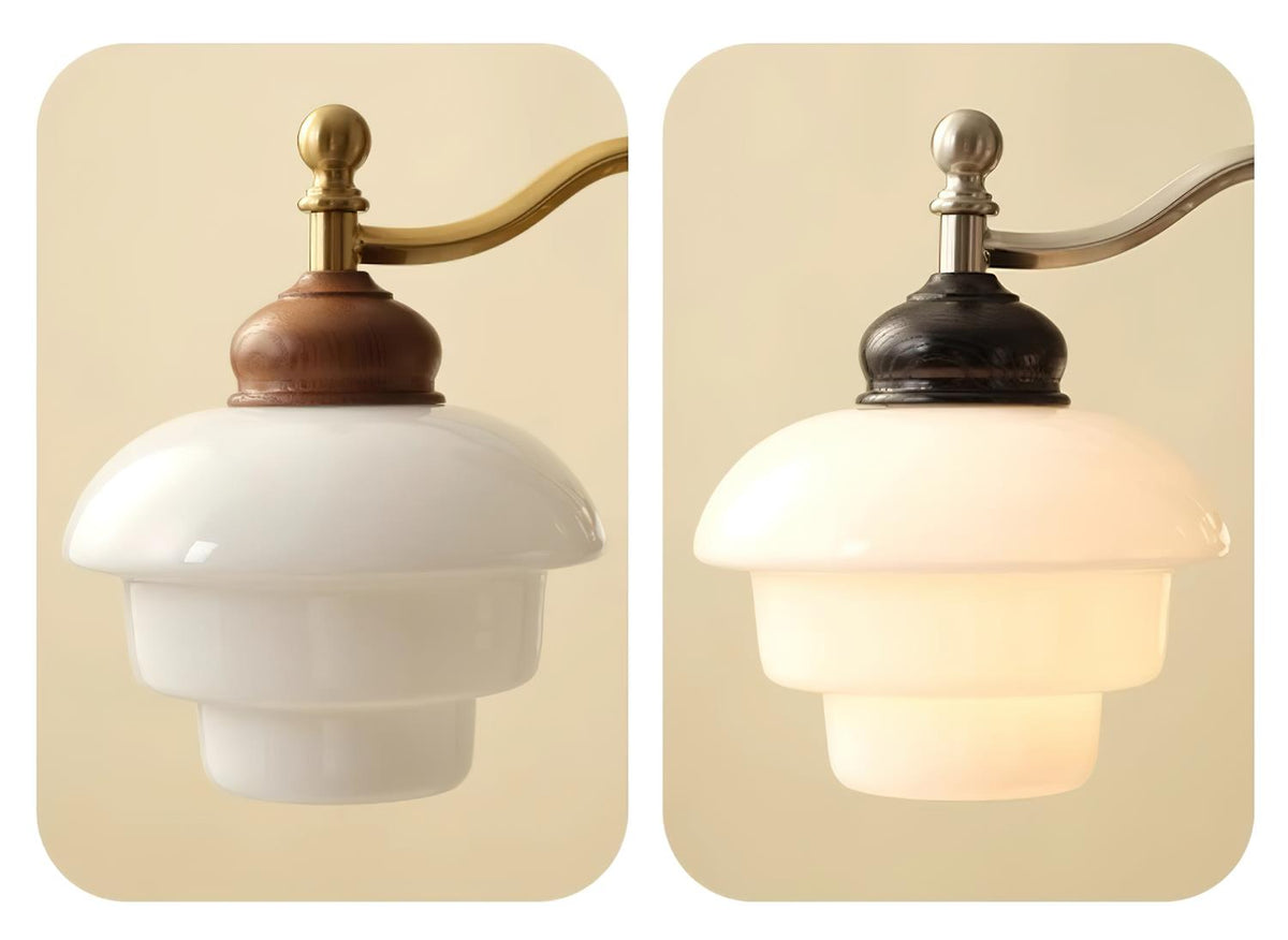 Elviora candelabru din lemn și sticlă, în stil modernist de la mijlocul secolului
