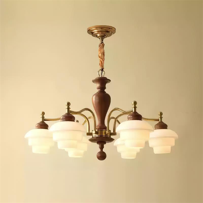 Elviora candelabru din lemn și sticlă, în stil modernist de la mijlocul secolului