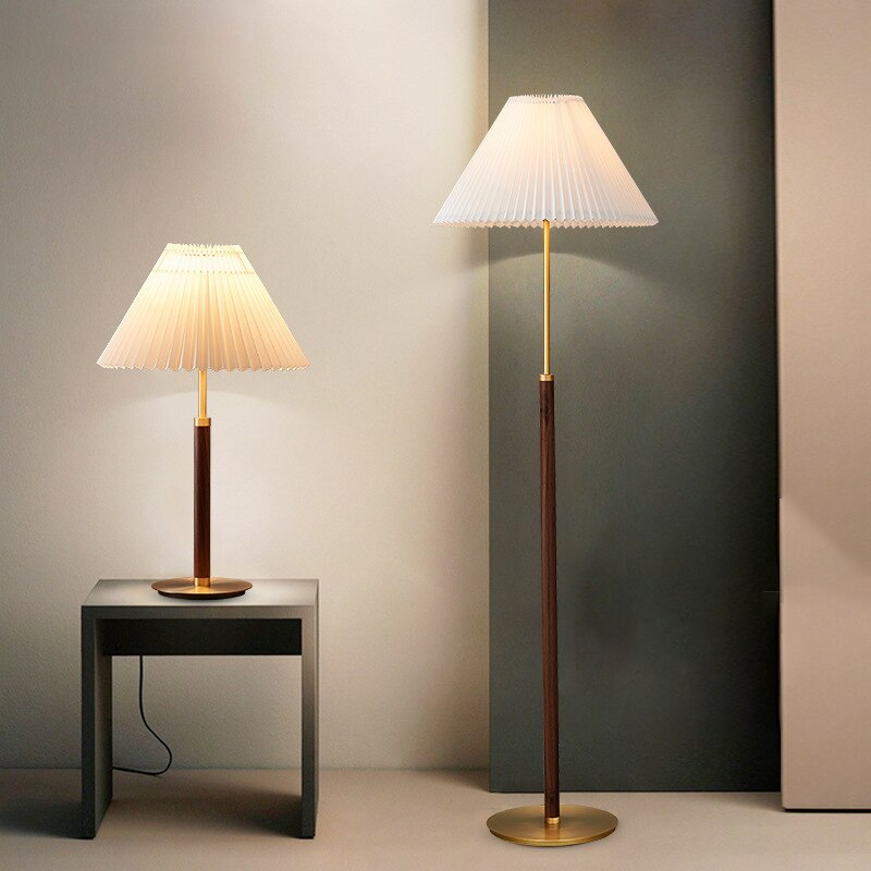 Ozawa Simplu lemn de Nuc/metal/Tesut, lampă de Masă/lampadar, pentru living, din material textil