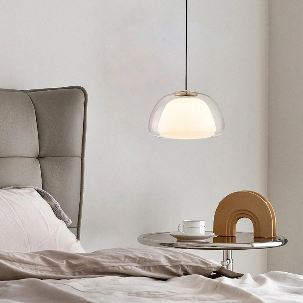 Valentina lampă suspendată din sticlă și metal, modernă, LED, pentru living