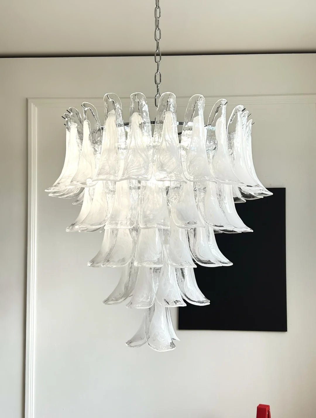 Eiroian candelabru transparent din sticlă Murano, vintage, cu petale