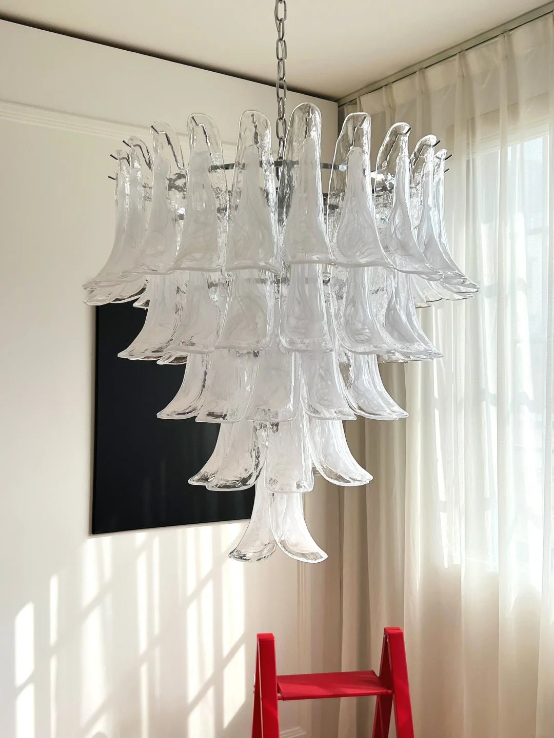 Eiroian candelabru transparent din sticlă Murano, vintage, cu petale