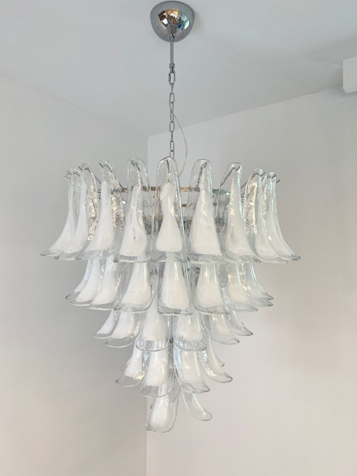 Eiroian candelabru transparent din sticlă Murano, vintage, cu petale