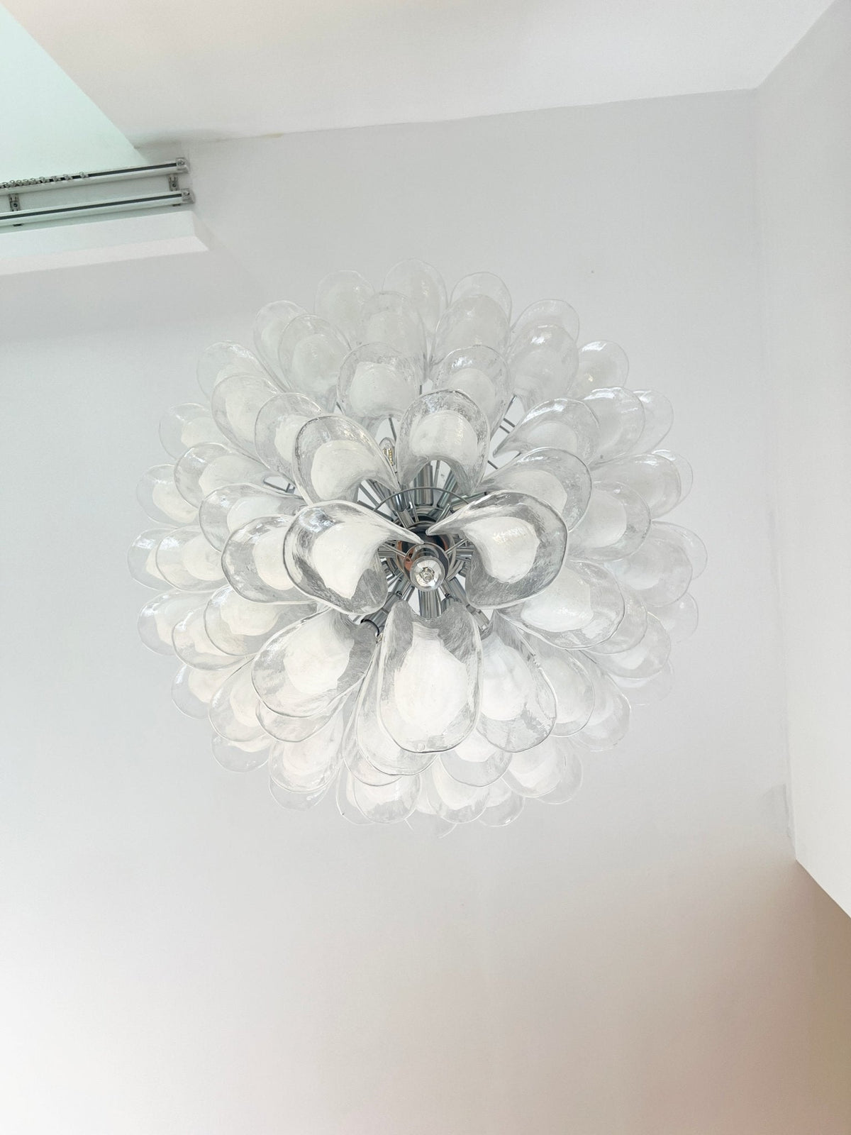 Eiroian candelabru transparent din sticlă Murano, vintage, cu petale
