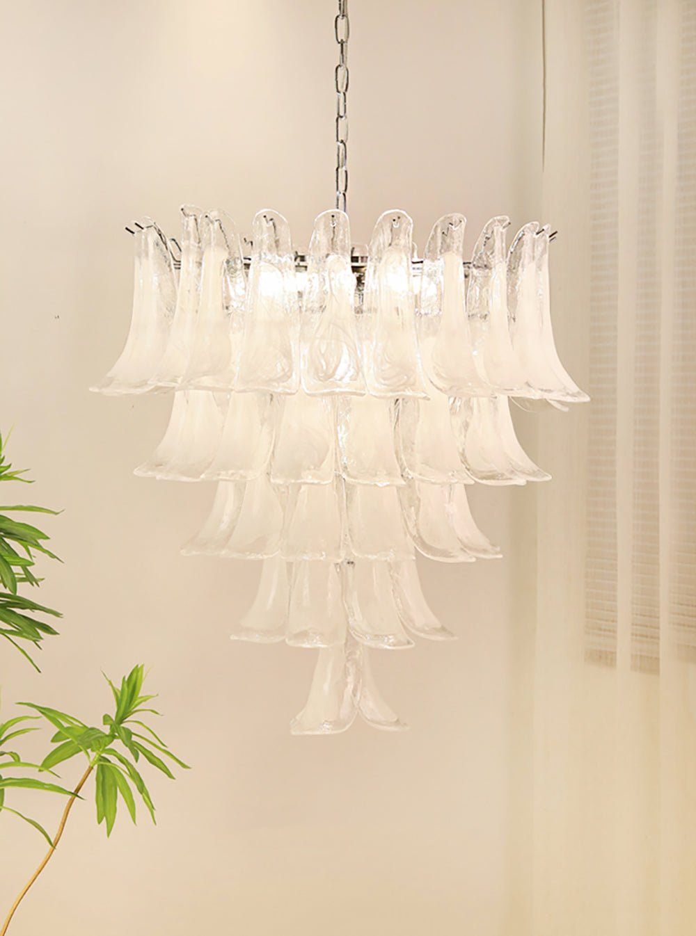 Eiroian candelabru transparent din sticlă Murano, vintage, cu petale