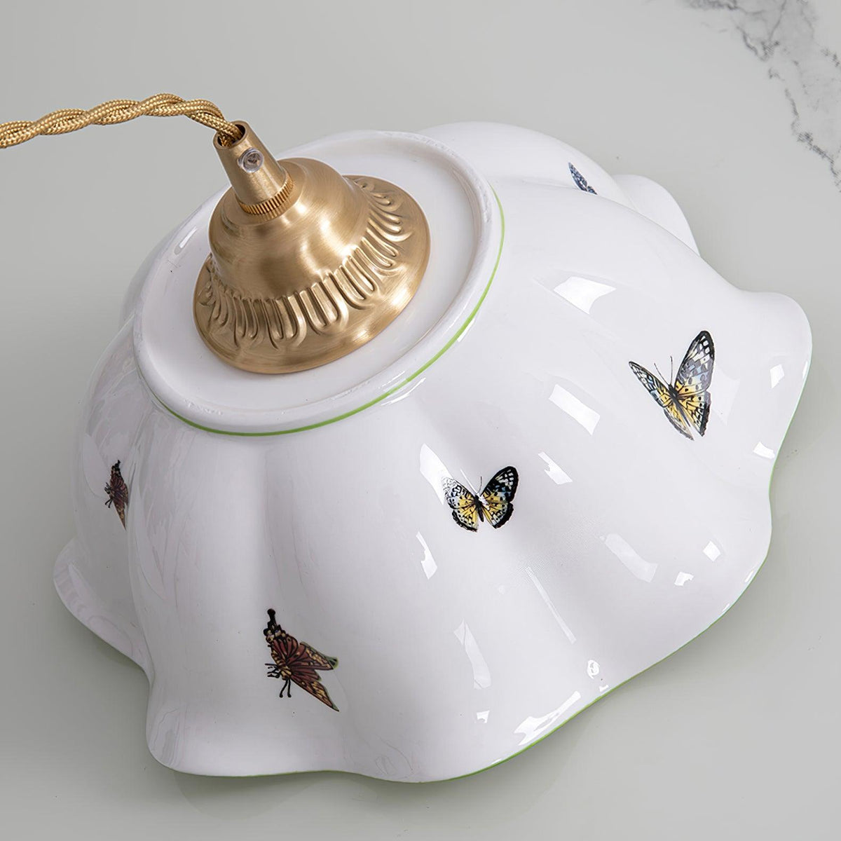 Lumina lampă suspendată Ceramică Petale Fluteri Vintage