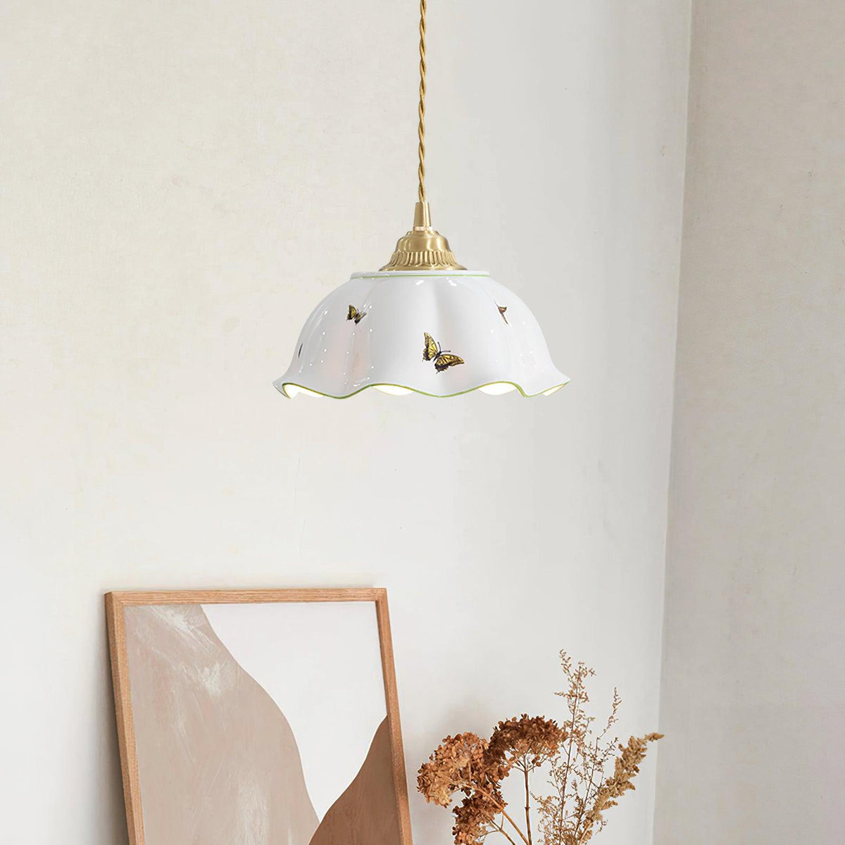 Lumina lampă suspendată Ceramică Petale Fluteri Vintage