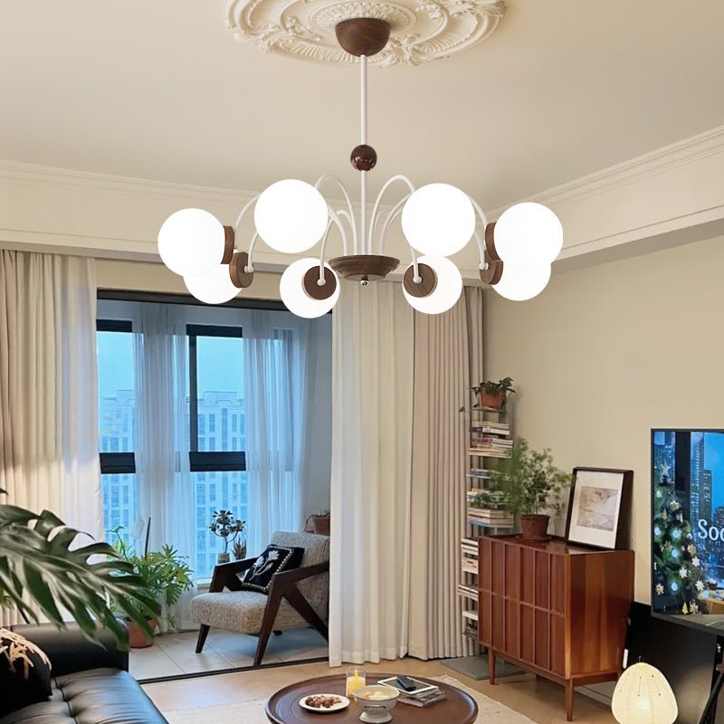 Rinuaine candelabru din lemn și sticlă, contemporan, curbat