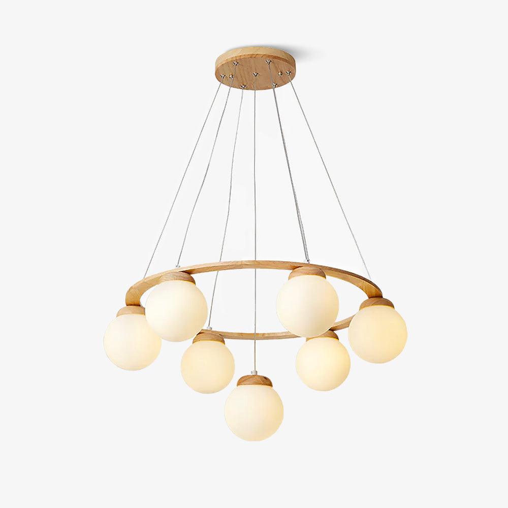 Aelion candelabru Inel din lemn cu Globuri din sticlă Opal