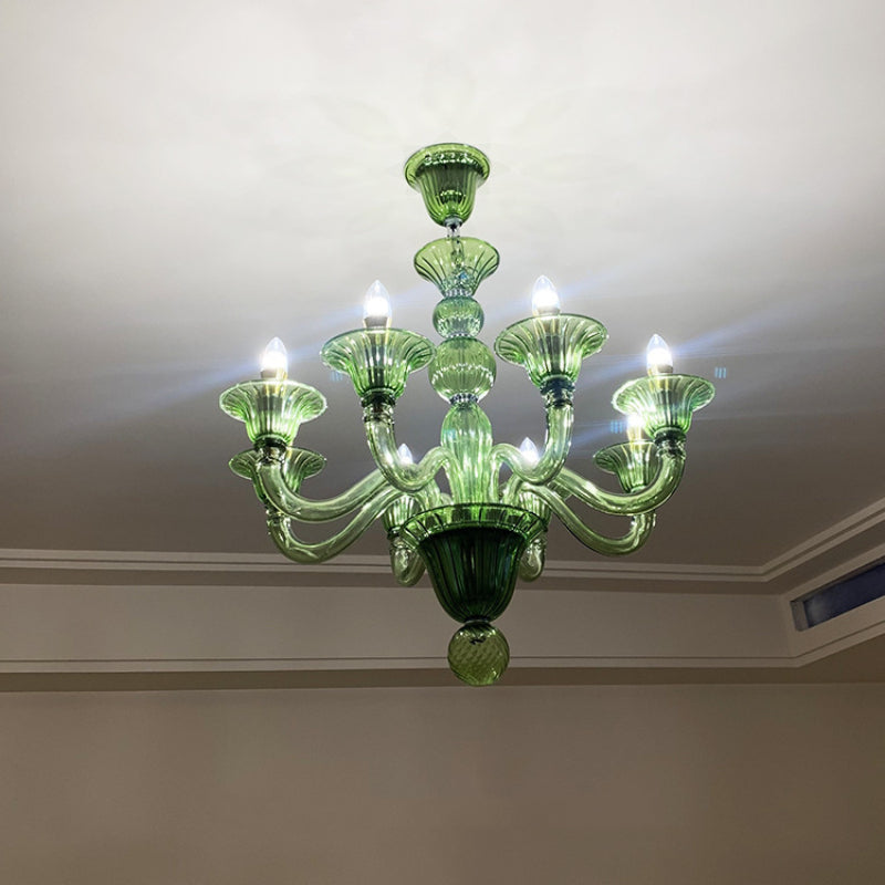 Silva candelabru galben și verde și transparent din sticlă, retro