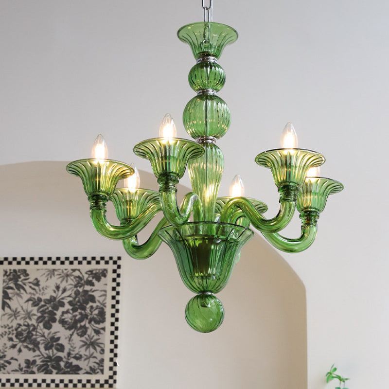 Silva candelabru galben și verde și transparent din sticlă, retro