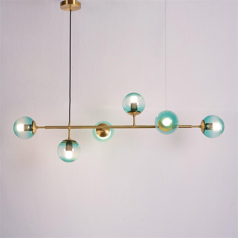 Valentina industrial Long Linear metal Hanging Bubble Multi transparent sticlă Bulb dormitor lampă suspendată din alamă/neagră