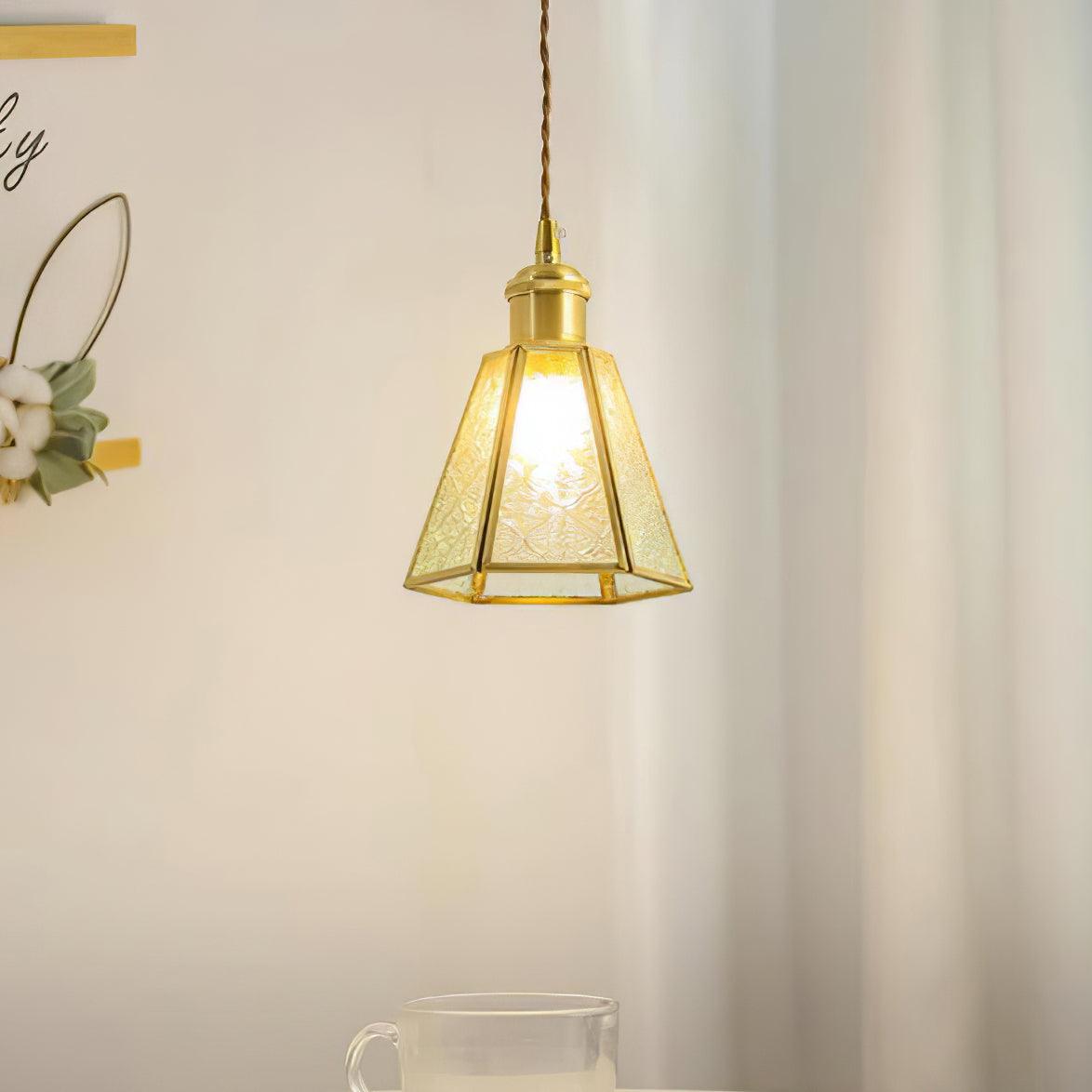 Arvane lampă suspendată din alamă și sticlă, elegantă