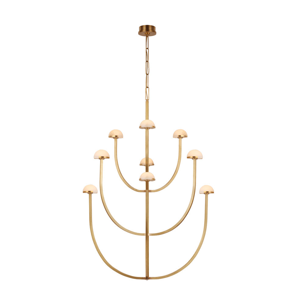 Pedra candelabru din alabastru cu geometrie minimalistă în arc
